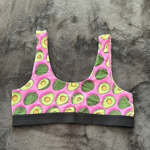 MeUndies Avocado Print UltraModal™ Core Scoop Bralette - Pink/Green - Size Large - Picture 1 of 3